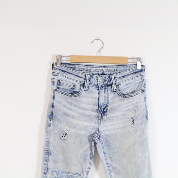 *American Eagle Outfitters Airflex360 Stone Wash Faux Ripped Skinny Jeans - Picture 3 of 6